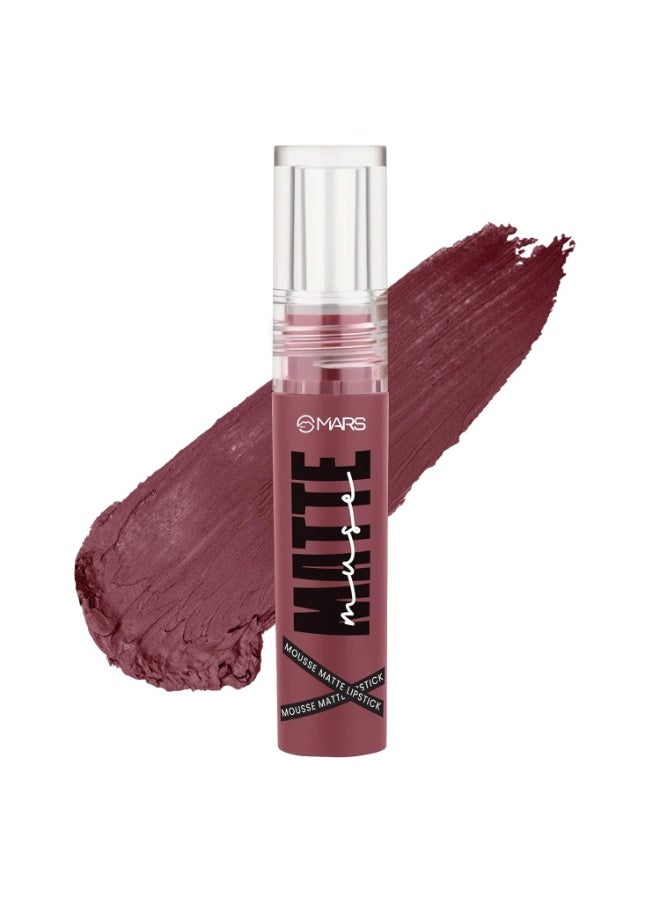 MARS Matte Muse Mousse Lipstick (3ml) (17-GLAM GODDESS) with Doe-Foot Applicator | Highly Pigmented | Smooth Texture | Hydrating Formula | Blurry Lips Effect - Image 1